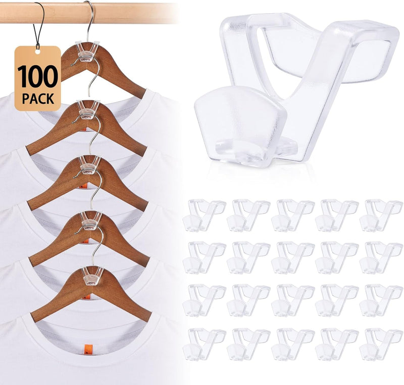 HOUSE DAY Closet Organizers and Storage, College Dorm Room Essentials - 60 Pack Clear Clothes Hanger Connector Hooks, Heavy Duty Hangers Organization, Premium Space Saving Hangers