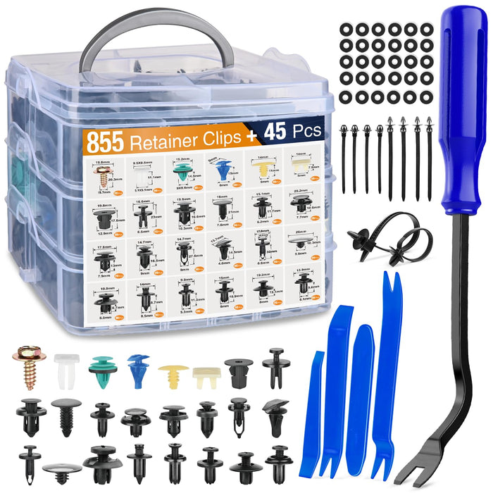 GOOACC 190 Pcs Car Retainer Clips & Fastener Remover - 18 Most Popular Sizes & Applications Auto Push Pin Rivets Set -Door Trim Panel Clips for Toyota, Honda, Nissan, Mazda - Bonus Fastener Remover