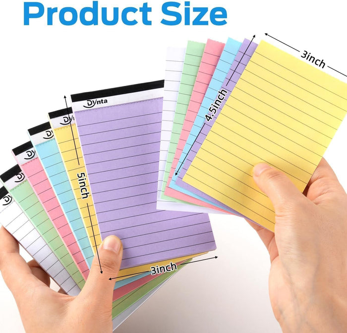 Dynta 36 Pcs 3x5 Note Pads, 45 Sheets Per College Ruled Mini Writing Pads, 80GSM Colored Paper 1620 Sheets, Multicolour Cute Notepads for Gift