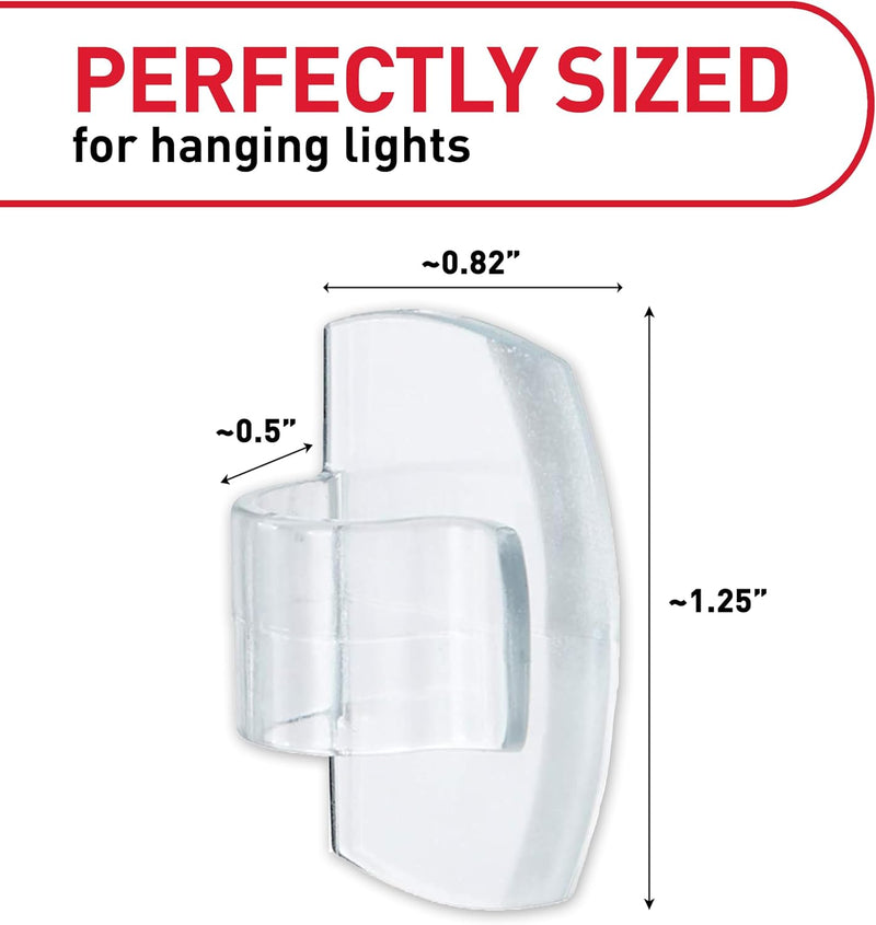 Command Outdoor Light Clips, 20 Clear Clips and 24 Command Strips, Damage Free Hanging Outdoor Light Clips with Weather Resistant Strips, Wall Clips for Hanging Outdoor Lights and Cable Management