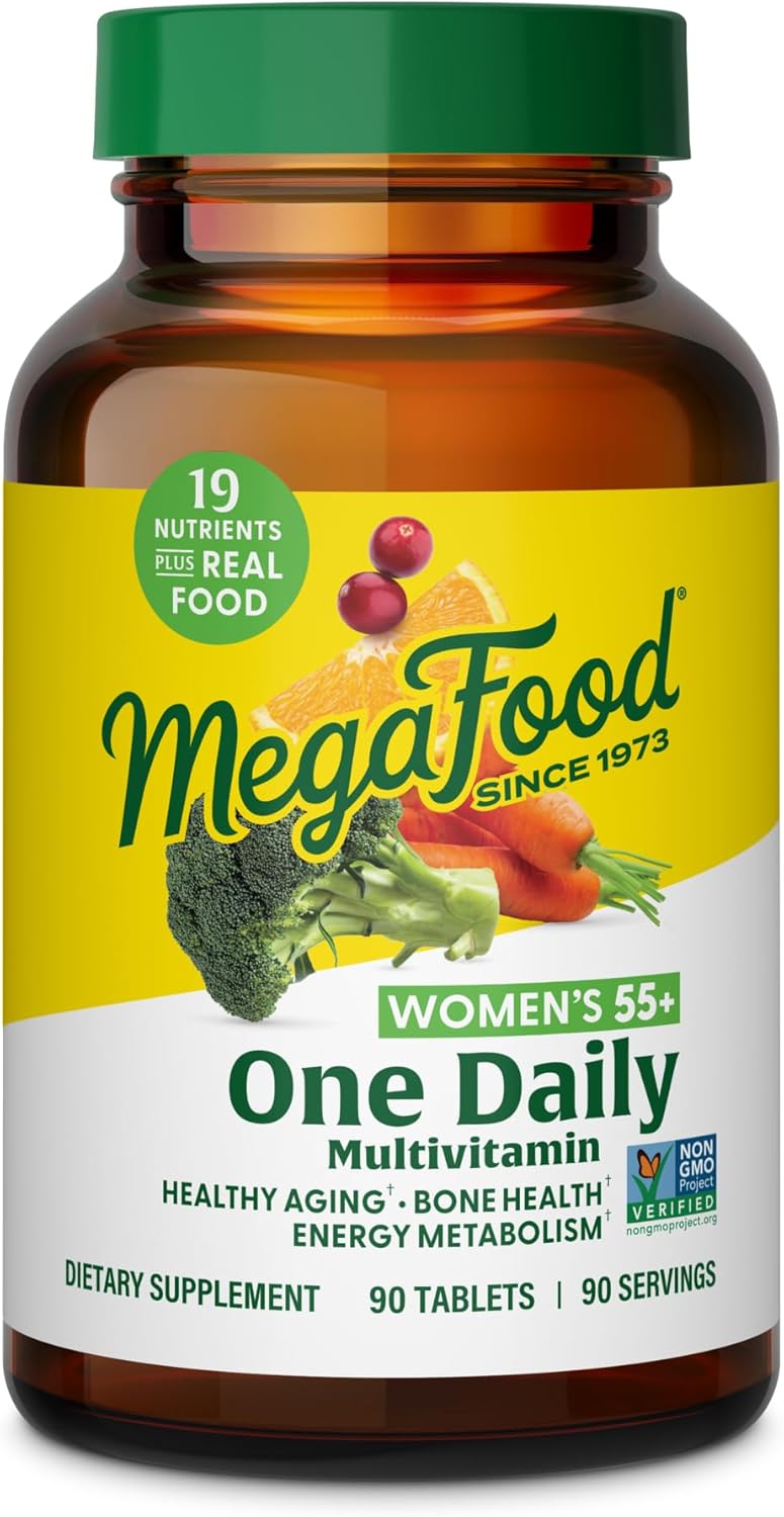 MegaFood Women's 55+ One Daily Multivitamin for Women - with Vitamin A, C, D3 & E for Optimal Aging Support - Plus Real Food - Bone & Immune Support Supplement - Vegetarian - 60 Tabs