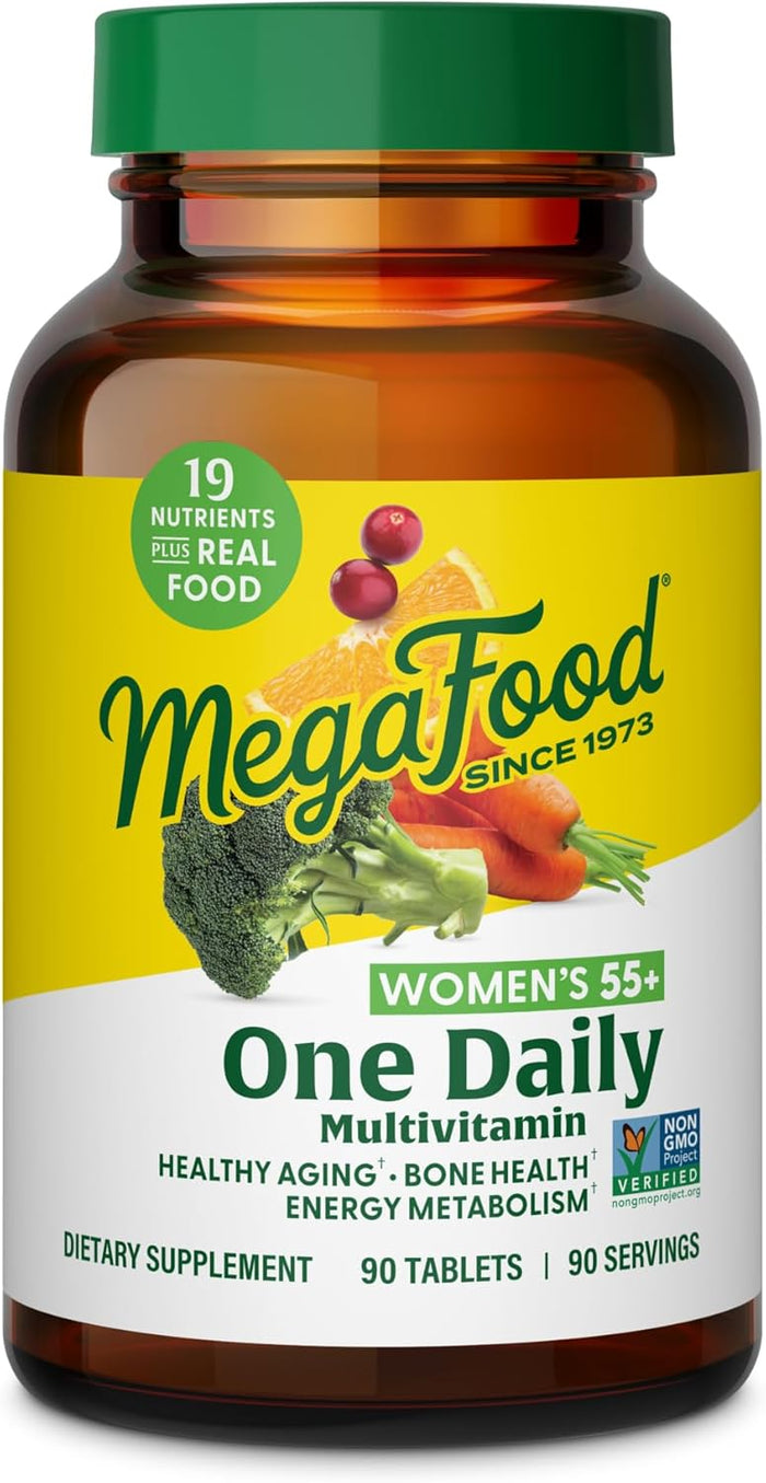 MegaFood Women's 55+ One Daily Multivitamin for Women - with Vitamin A, C, D3 & E for Optimal Aging Support - Plus Real Food - Bone & Immune Support Supplement - Vegetarian - 60 Tabs