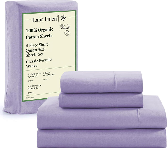 LANE LINEN 100% Organic Cotton Twin Sheets Set, 3Pc Twin Bed Sheets, Soft & Comfy Breathable Cotton Percale Sheets for Twin Size Bed, Dorm Room Essentials Low Pill Fade Resistant White Sheets