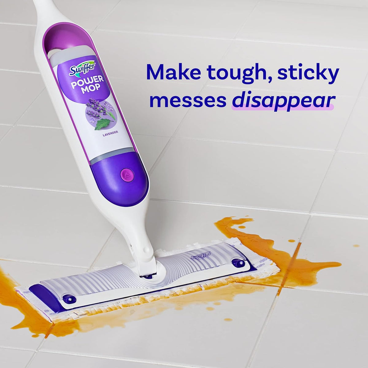 Swiffer Power Mop Refill Solution, Floor Cleaner for Mopping Tile, Vinyl, Laminate, Wood in Home, Bathroom, Kitchen, All Purpose Multi-Surface Solution for Floor Cleaning, Lavender Scent, 50.6oz