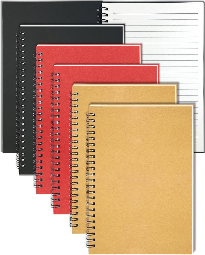 GINMLYDA 12Pack Small Spiral Notebook A5, 8.25x5.5” 120 Lined Pages Wide Ruled Spiral Journal Bulk Blank Kraft Cover Spiral Bound Notebook & Writing Pads for Home Office Meeting Work Note Taking