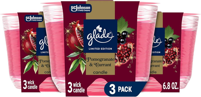 Glade 3-Wick Scented Candle Jar, Balsam & Spruce, Air Freshener Infused with Essential Oils, 6.8 Oz, 3 Count