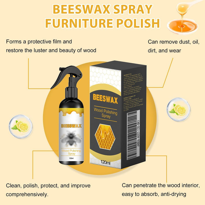 2PCS Natural Beeswax Care Spray & Restorer, Natural Beeswax Spray For Wood, For Living Room, Kitchen, Furnishings and Wooden Floors