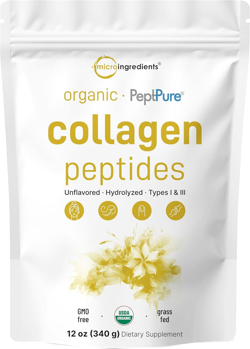 Micro Ingredients Multi Collagen Peptides Powder, 2lb | Type I, II, III, V, X + Biotin, Vitamin C & Hyaluronic Acid | Unflavored | Supports Hair, Skin & Joint Health | Keto, Non-GMO