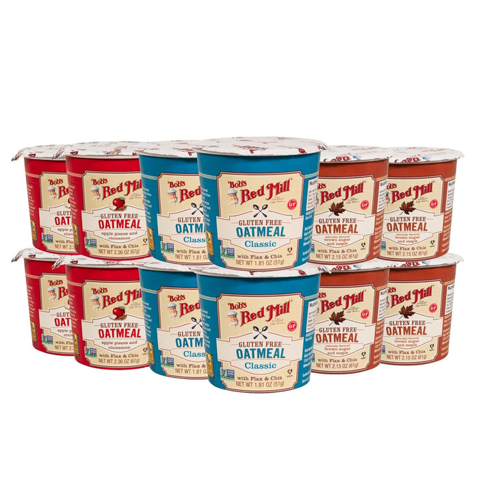 Bob's Red Mill GF Oatmeal Cup, Classic, 1.81 Ounce Cup (Pack of 12) - Non-GMO, Vegan, Whole Grain, Kosher