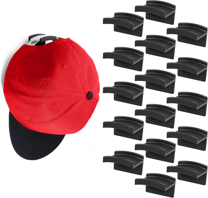 Modern JP Adhesive Hat Hooks for Wall (8-Pack) - Minimalist Hat Rack Design, No Drilling, Strong Hold Hat Hangers - USA Patented, Clear