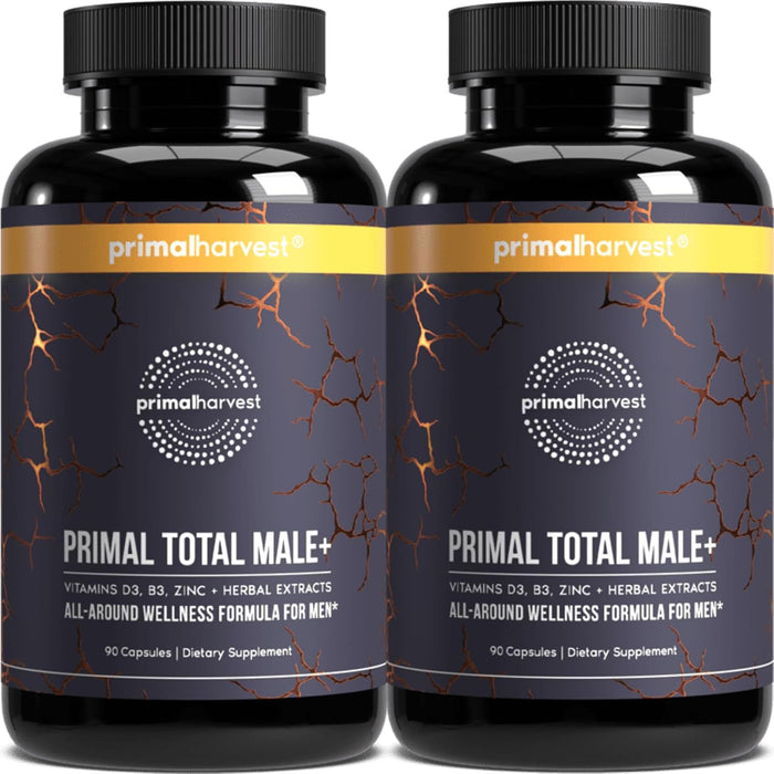 Primal Harvest Total Male+ Multivitamin for Men with Essential Vitamins, Minerals and Herbal Support for Energy, Vitality, Immune Health and Performance