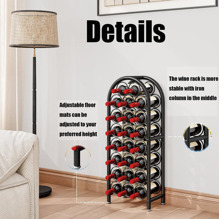Wine Rack Freestanding Floor Metal Holders Stands Organizer Storage 23 Bottles Black