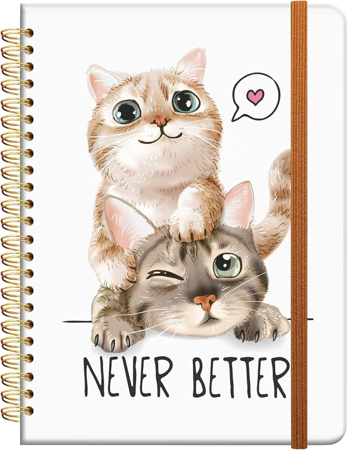 Ruled Spiral Writing Notebook,A5 Hardcover Lined College Journal for Women Lady Girl,Strong Twin-Wire Binding with Premium Paper,8.4" X 6",Perfect for School,Office,Home Gifts(watercolor roes floral)