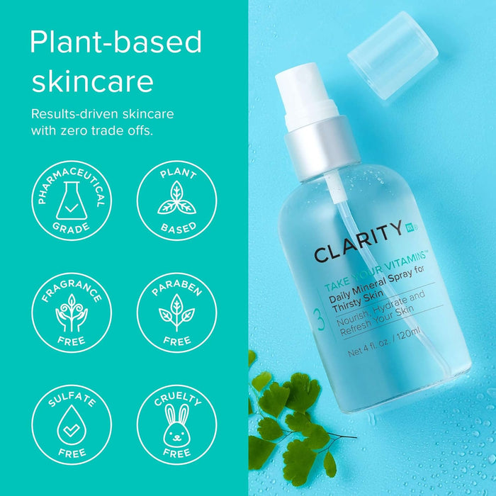 ClarityRx Take Your Vitamins Daily Mineral Spray for Dry Skin, Natural Plant-Based Moisturizing Face & Body Mist for All Skin Types