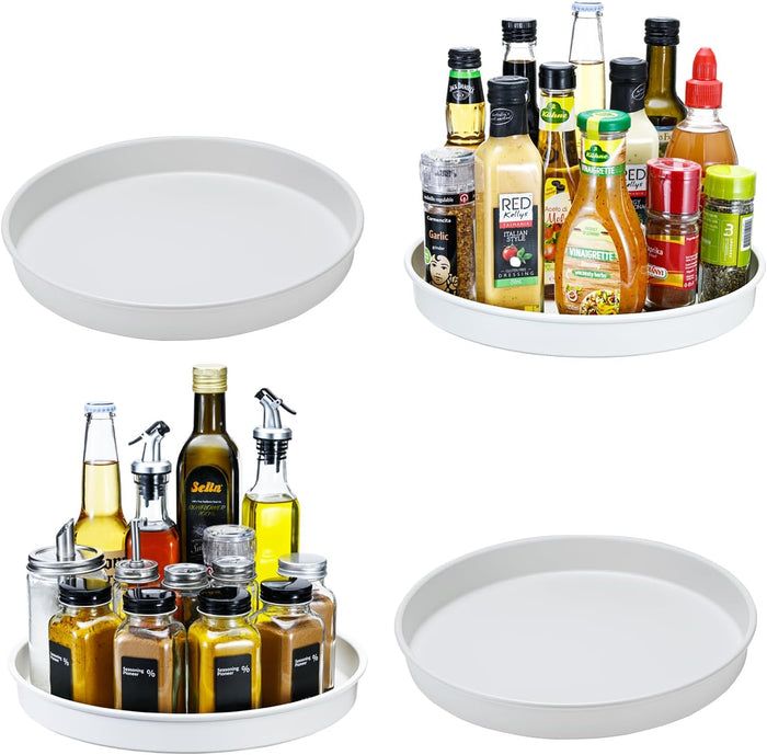 Amolliar Lazy Susan Organizer, Non-Skid Metal Rotating Turntable for Cabinet, Kitchen, Fridge, Pantry Storage, Spice Rack Condiment, Tray for Household Purpose, Under Sink Organizer, 10" 4 Pack Black