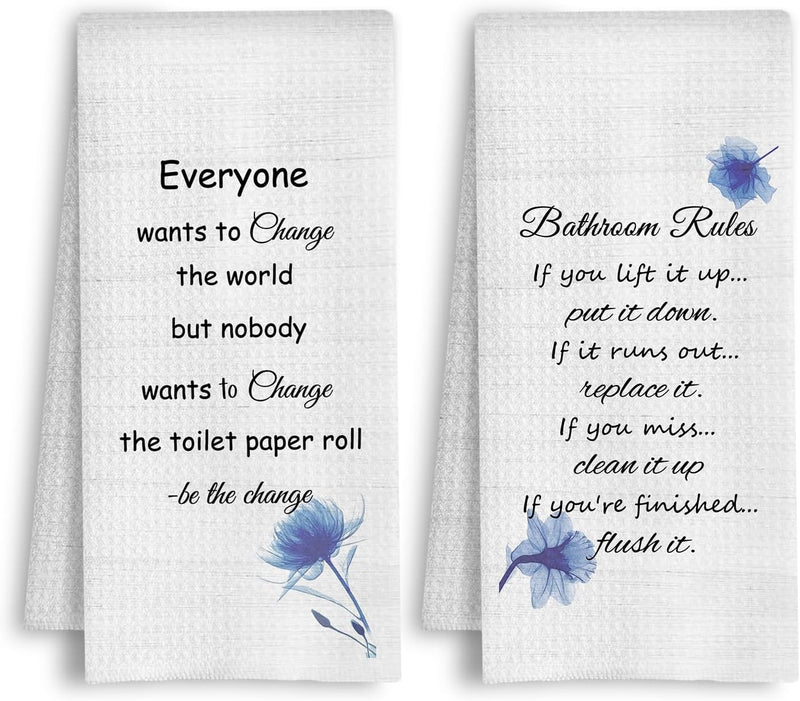 Rustic Housewarming Kitchen Towels, Homeowner Hostess Household Gifts Dish Tea Towels, Bless This Home and All Who Enter Decorative Hand Towel for Bathroom Kitchen, 16x24 Inch Set of 4