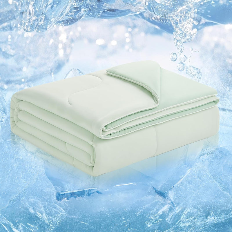Cozy Bliss Viscose Cooling Comforter King Size, Reversible Cooling Blanket for Hot Sleepers and Night Sweats, Q-Max 0.4 Breathable Summer Comforter Quilt, Lightweight Soft Silky Smooth, Cool Grey