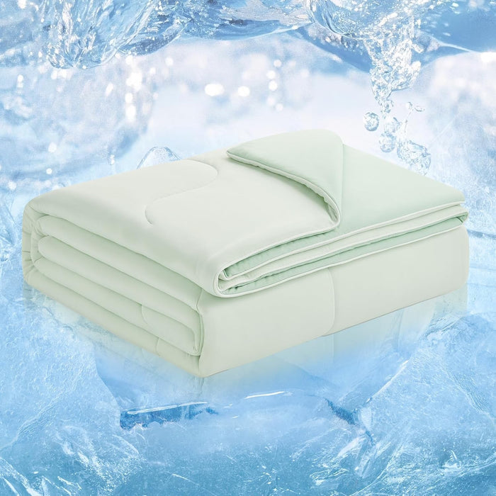 Cozy Bliss Viscose Cooling Comforter King Size, Reversible Cooling Blanket for Hot Sleepers and Night Sweats, Q-Max 0.4 Breathable Summer Comforter Quilt, Lightweight Soft Silky Smooth, Cool Grey