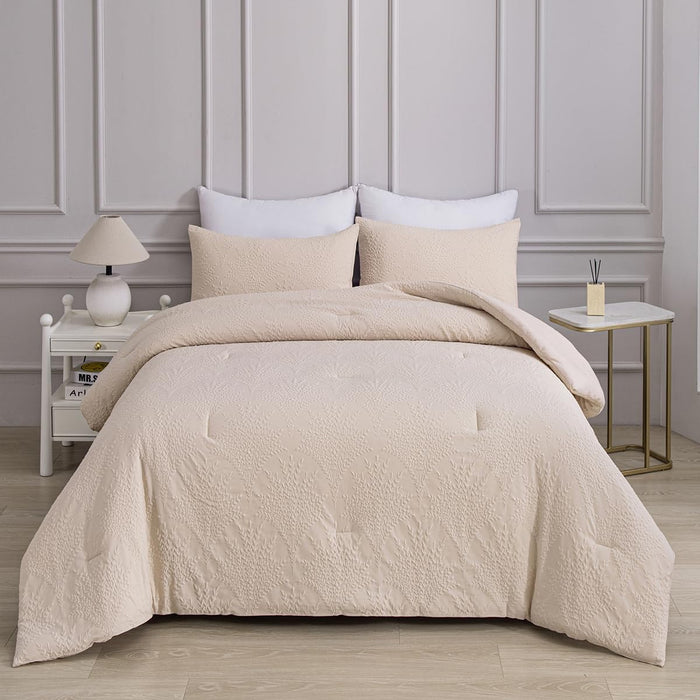 Sage Green Jacquard Comforter Set Queen Leaf Comforter Boho Bedding Set 3 PCS Soft All-Season Luxury Bedding(Sage Green,Queen)