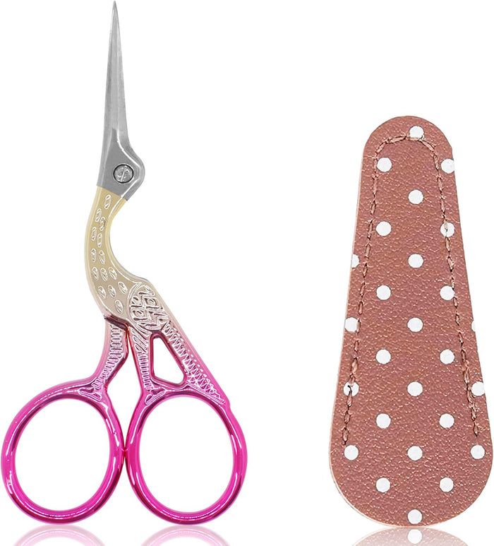 BIHRTC 4.5inch Crochet Scissors with Case Thread Embroidery Scissors Stainless Steel Sharp for Household Handicraft Needlework Threading DIY Art Handcraft Tool