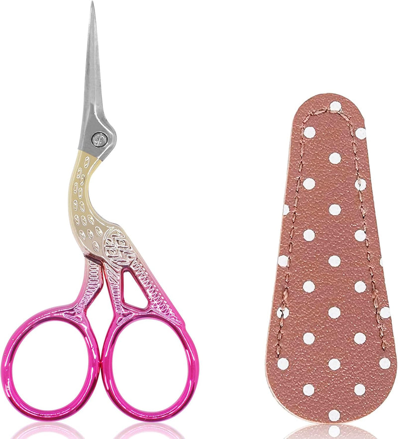 BIHRTC 4.5inch Crochet Scissors with Case Thread Embroidery Scissors Stainless Steel Sharp for Household Handicraft Needlework Threading DIY Art Handcraft Tool