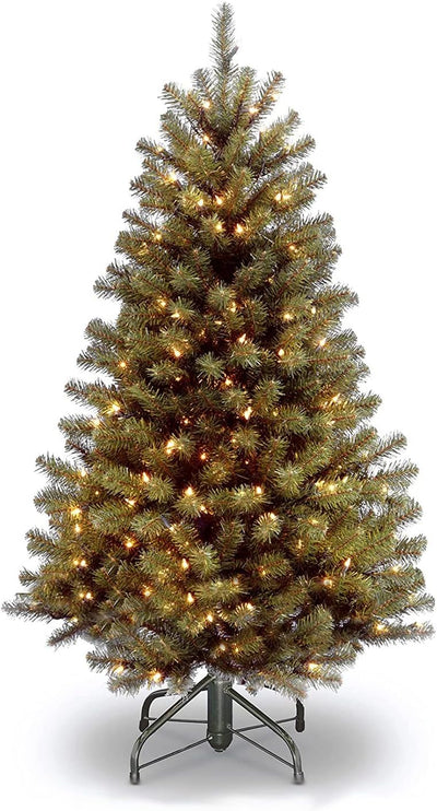 National Tree Company Pre-Lit Artificial Full Christmas Tree, Green, North Valley Spruce, White Lights, Includes Stand, 4.5 Feet