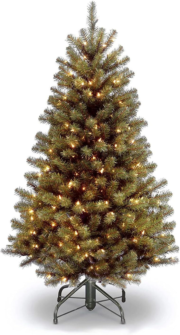 National Tree Company Pre-Lit Artificial Full Christmas Tree, Green, North Valley Spruce, White Lights, Includes Stand, 4.5 Feet