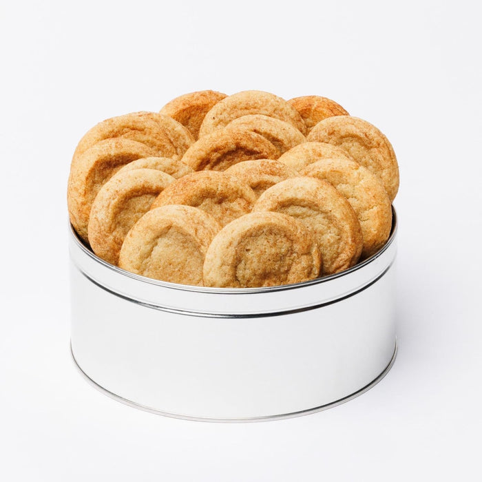 Christie Cookies, Gourmet Snickerdoodle Cookies, 18 Fresh-Baked Cookies in Silver Tin, Holiday & Corporate Tin, Birthday Idea for Men & Women