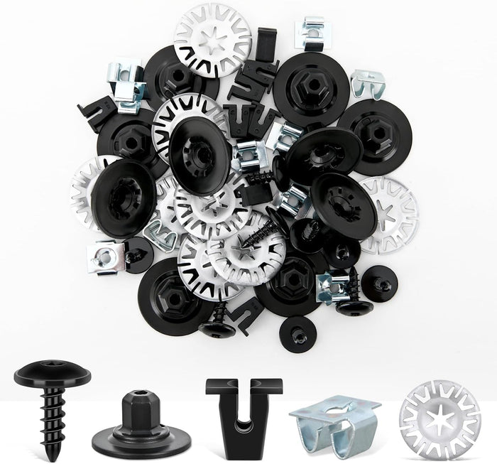 GOOACC GRC-70 35PCS Engine Under Cover Splash Shield Guard Body Bolts Bumper Fender Liner Push Retainer Fastener Rivet Clips , black