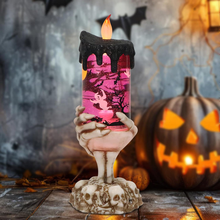 Eldnacele Halloween Snow Globe Candles Flameless Candles