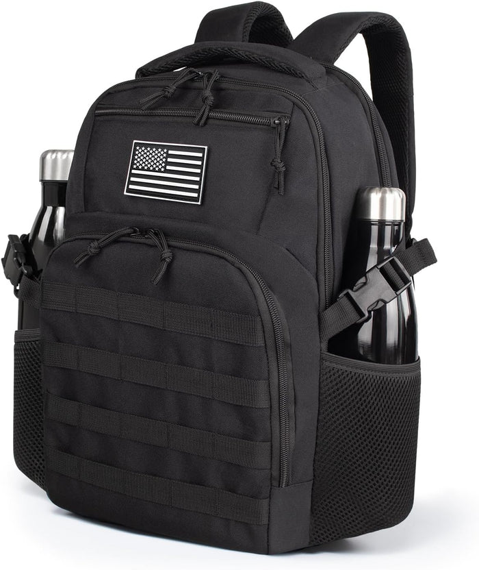 Military Tactical Backpack for Travel Hiking,Black Backpack for Men with Bottle Holder, 30L Small Laptop Backpack for Work, Men's Assault Bag Back Pack