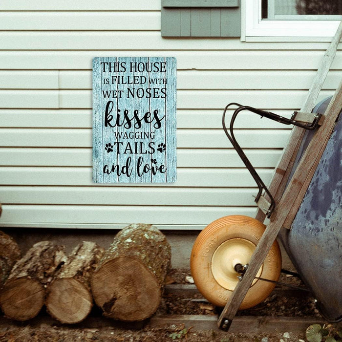 Funny Dog House Rules Tin Sign Dog Room Wall Decor Dogs Welcome Home Signs This House Is Filled With Kisses Wagging Tails Wet Noses Metal Sign 8x12 Inch