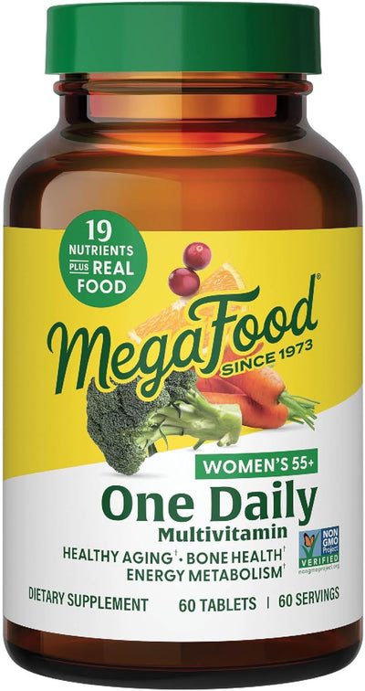 MegaFood Women's 55+ One Daily Multivitamin for Women - with Vitamin A, C, D3 & E for Optimal Aging Support - Plus Real Food - Bone & Immune Support Supplement - Vegetarian - 60 Tabs