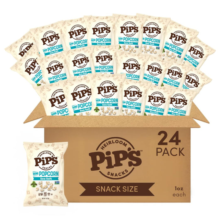 Truffle Mini Popcorn by Pip's Heirloom Snacks – 1oz 24pk – Healthy, Gluten-Free Snack Packs Made From Heirloom Corn, Black Truffle