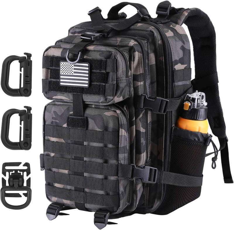 30L MOLLE Assault Pack, Tactical Backpack Military Army Camping Rucksack with Bottle Holder, 3-Day Pack, Olive Green