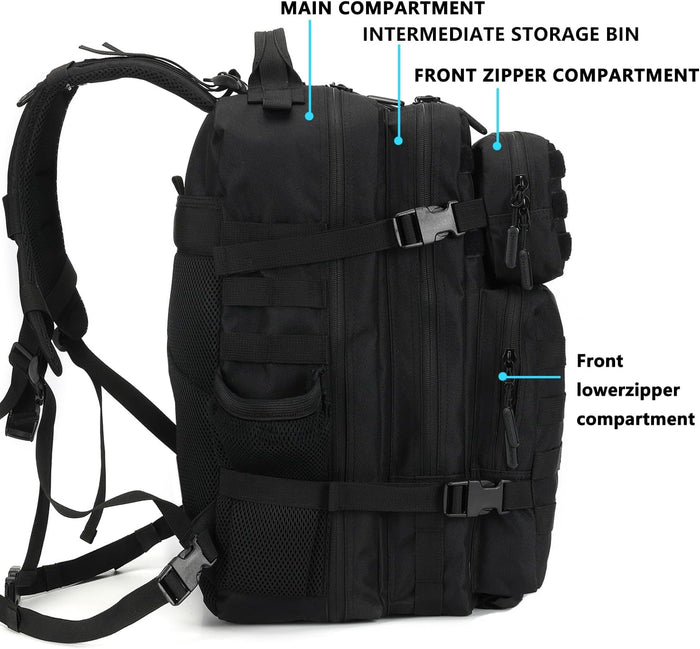 BAIXINGBAGS 45L Tactical Backpack Waterproof Military Backpack for Men Tactical Operations Tactical Assault Backpack (Pro-black_45L)