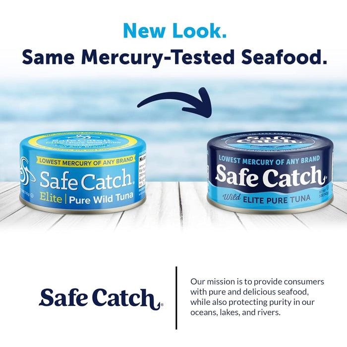 Safe Catch Canned Wild Tuna Fish, Wild Caught, Lowest Mercury, Gluten-Free, Kosher, Non-GMO, Whole30 Approved, Paleo, Keto Food, 5oz Can, 6-Pack