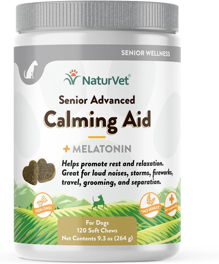 NaturVet Quiet Moments Calming Aid Melatonin Dog Supplement – Helps Reduce Stress in Dogs – for Pet Storm Anxiety, Motion Sickness, Grooming, Separation, Travel – 30 Ct. Tablets