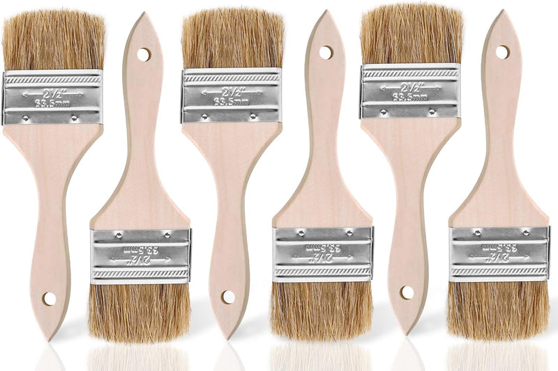 ETERNA 4Pack Household Chip Paint Brush 3inch Natural Bristles Wooden Handle Flat Brushes Set for Painting, Glue, Oil, Acrylic, Stain