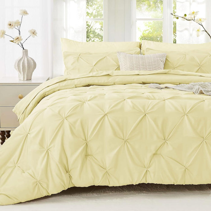 Sasttie Twin XL Comforter Set, 5-Piece Bed in a Bag, Pintuck Bedding Sets for All Season, Includes Comforter, Flat Sheet, Fitted Sheet, Pillowcase and Pillowsham, Mint