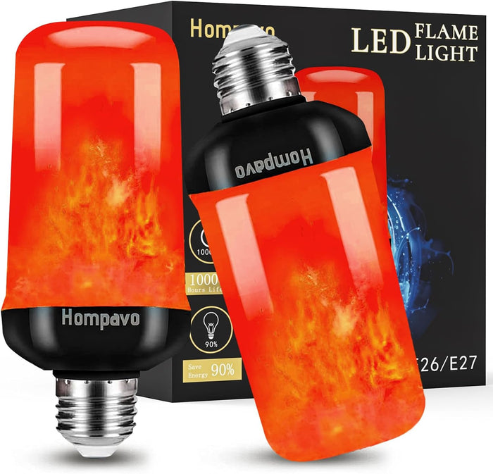 Hompavo 【Upgraded】 LED Flame Light Bulbs, 4 Modes Flickering Light Bulbs with Upside Down Effect, E26/E27 Flame Bulb for Halloween Christmas Party Patio Porch Home Indoor & Outdoor Decorations - 2