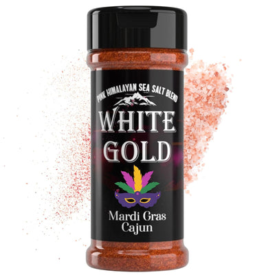 White Gold Cajun Seasoning - Cajun Spice with Pink Himalayan Sea Salt - Mardi Gras-inspired Gourmet Flavor for Vegetables, Stews & Grilling Seasoning, Natural Ingredients, Gluten-Free, Vegan, Keto Friendly