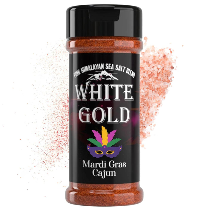 White Gold Cajun Seasoning - Cajun Spice with Pink Himalayan Sea Salt - Mardi Gras-inspired Gourmet Flavor for Vegetables, Stews & Grilling Seasoning, Natural Ingredients, Gluten-Free, Vegan, Keto Friendly