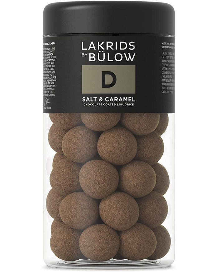 LAKRIDS BY BÜLOW - D - Salt & Caramel - 10.4 oz - Chocolate Coated Gourmet Licorice - Authentic Scandinavian Candy Produced in Denmark