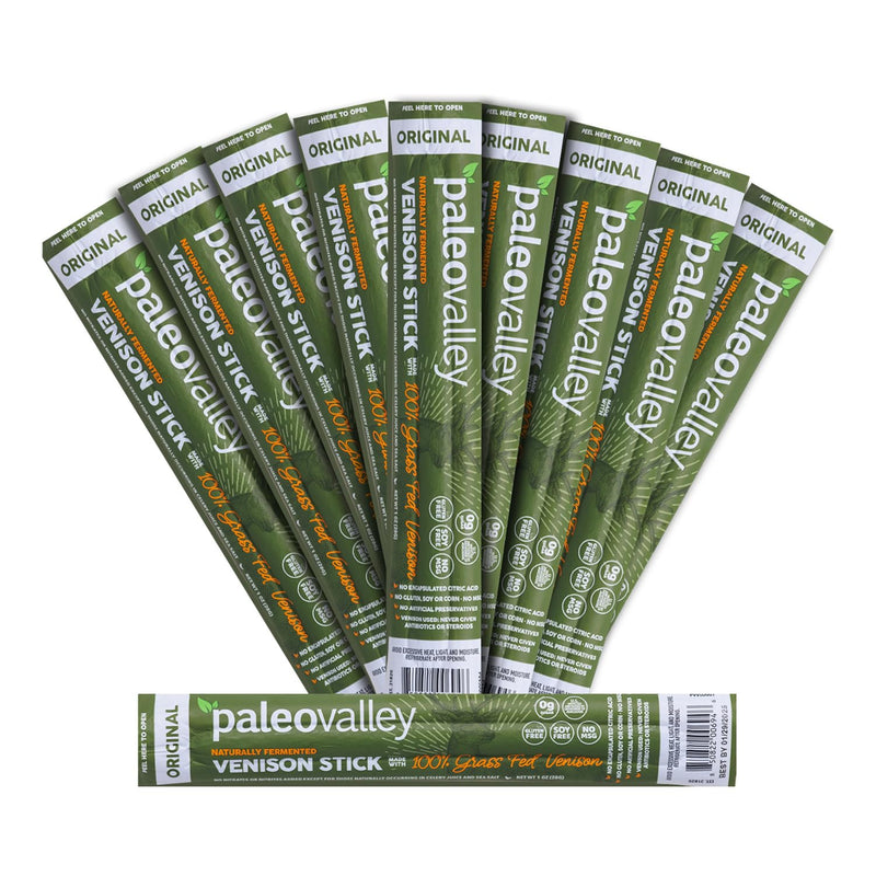 Paleovalley 100% Grass Fed Summer Sausage Beef Sticks - Delicious Gluten Free Beef Snack - High Protein Keto Friendly