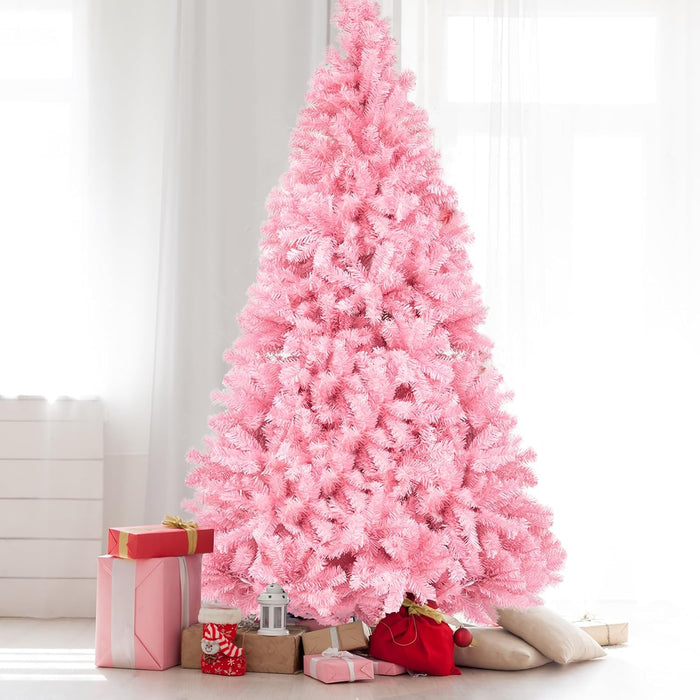 Karl home 7ft Red Artificial Christmas Tree, Classic Spruce Tree with Sturdy Metal Stand for Home, Office, Party Festival Holiday Decoration,1100 PVC Branch