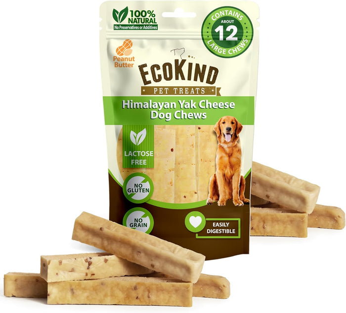 EcoKind Premium Gold Yak Cheese Himalayan Dog Chews, Healthy Dog Treats for Medium Dogs, All Natural, High Protein Dog Chew, Water Buffalo, Medium - 3 Chews