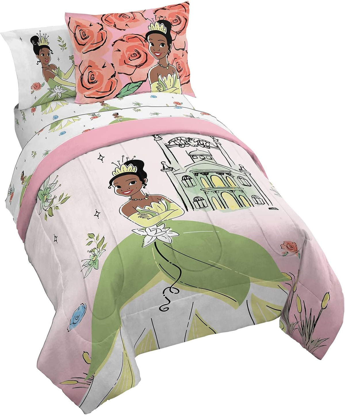 Jay Franco Disney Lilo & Stitch Paradise Dream 7 Piece Queen Bed Set - Includes Reversible Comforter & Sheet Set Bedding - Super Soft Fade Resistant Microfiber (Official Disney Product)