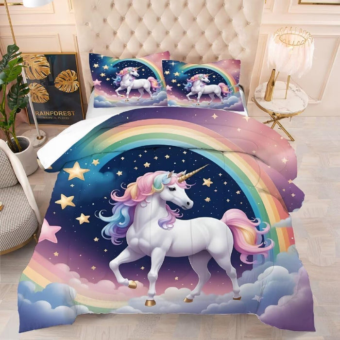 kxry Merry Christmas Comforter Set Santa Claus Deer Christmas Tree Galaxy Red Bedding Quilt King Size for Girls Boys Kids 1 Comforter + 2 Pillow Cases