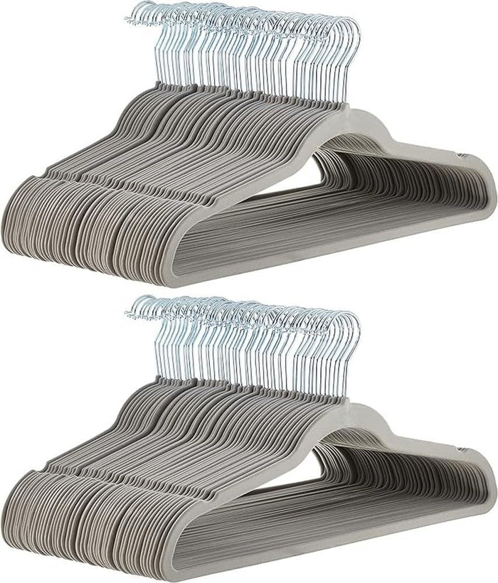 Amazon Basics Slim, Velvet, Non-Slip Suit Clothes Hangers, Pack of 50, Black